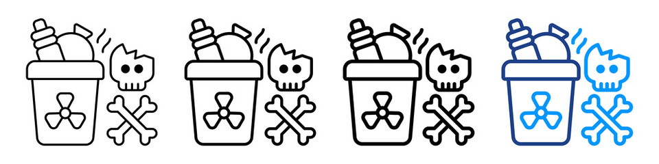 Hazardous Waste Icon Different Style Outline Collection Set.