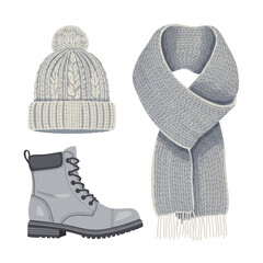 Winter clothing set with hat and boots