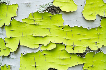 Bright green lichen decorating the peeling bark of a birch tree