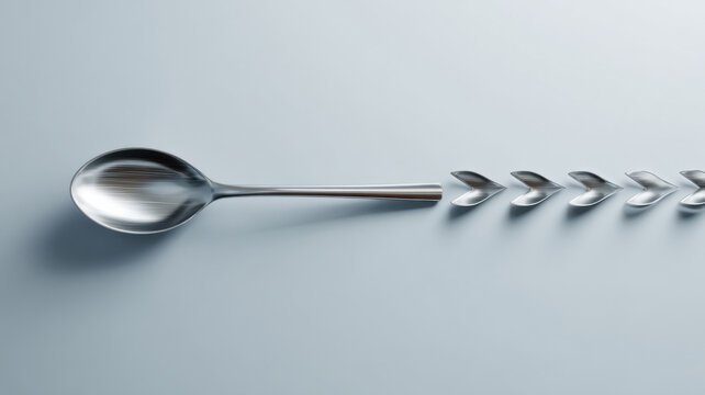business refocus soup spoon isolating single bold arrow among faded ones, minimal conceptual