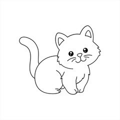 Cute cartoon cat illustration for coloring pages