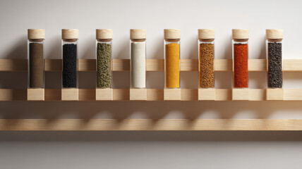 organizational order spice rack aligned like bar chart, clean teamwork metaphor