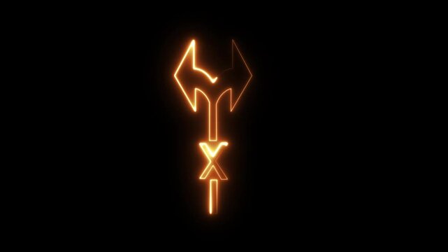 Futuristic glowing arrow black background, thin line, video.