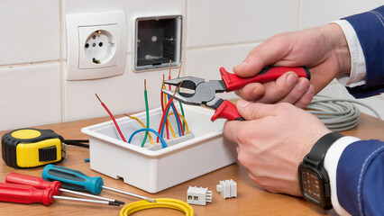 electrician working on electrical wires