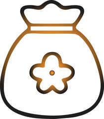 A simple outline of a money bag with a floral design element centered on transparent background high-quality professional detailed modern