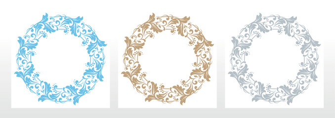 Set of decorative frames Elegant vector element for design in Eastern style, place for text. Floral colored e borders. Lace illustration for invitations and greeting cards