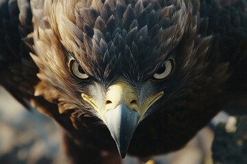 close-up of an eagle fierce gaze as it locks onto its target