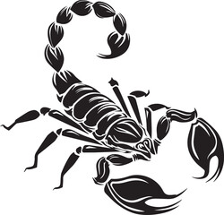 Black Scorpion Tribal Silhouette Vector Illustration Isolated on White Background