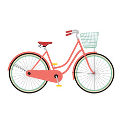Fototapeta premium A charming illustration of a vintage coral bicycle with a basket
