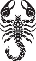 Black Scorpion Tribal Silhouette Vector Illustration Isolated on White Background