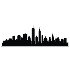 Naklejka premium Silhouetted cityscape against a white background showcasing urban architectural forms