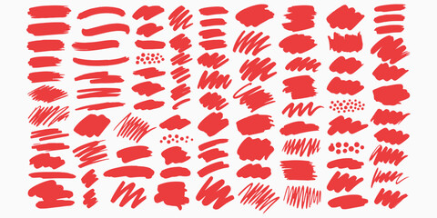 Red lipstick smears isolated on transparent background