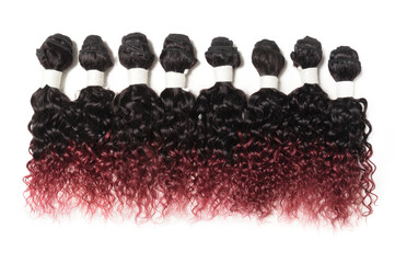 kinky curly black to red ombre human hair weaves bundels © Sixsmith