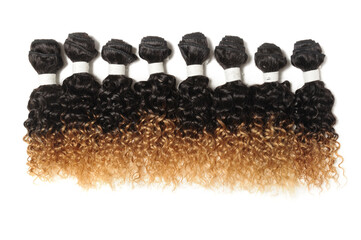 kinky curly black to blonde ombre human hair weaves bundels © Sixsmith