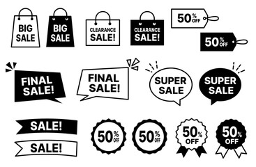 セール・アイコンラベルセット 白・黒