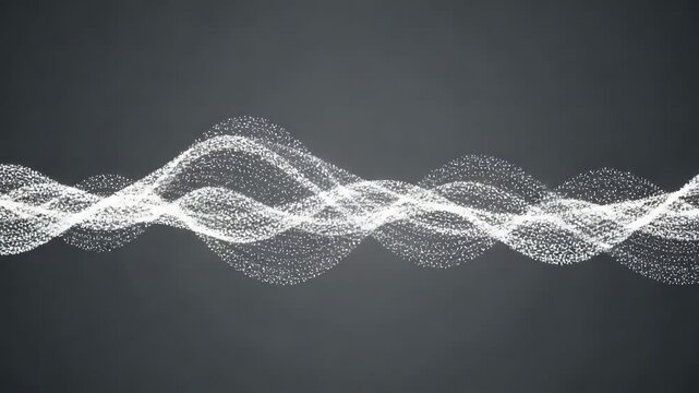 White wave pattern made of small dots on dark gray background with wavy lines