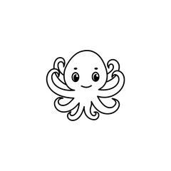 Cute cartoon octopus outline illustration