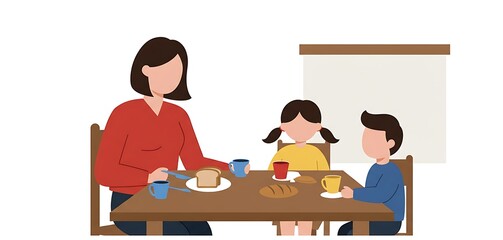 Family enjoys a meal together, showcasing a warm and harmonious dining experience at home