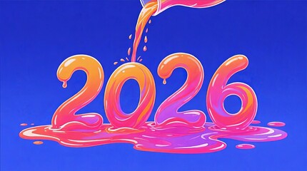 2026 Orange Liquid Pour Typography