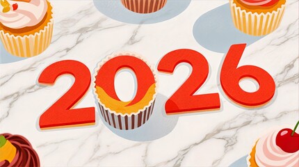 2026 Cupcake Party Celebration Top View