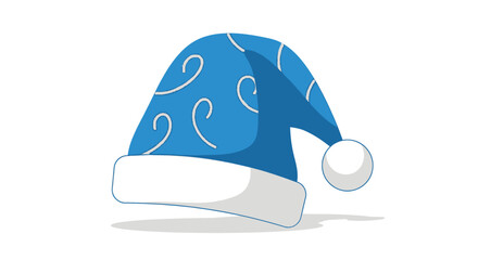 Festive blue holiday cap with swirls graphic for seasonal celebration themes