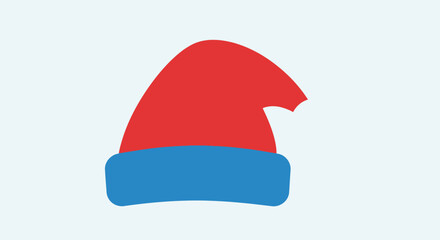 Festive icon design of a holiday hat in red and blue against a light background