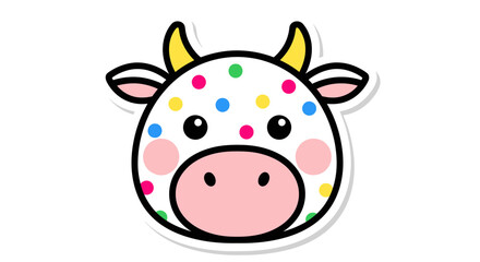 Whimsical polka dot cow head cartoon for kids and nursery decorations illustrations