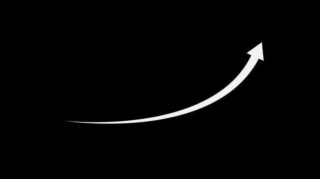 arrow rising transparent channel. Abstract arrow growth chart of economy icon animated down to up arrow animation direction animation.