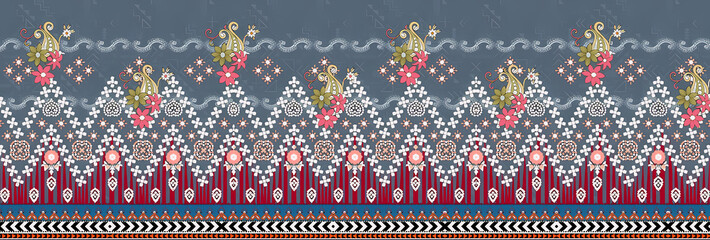 A textile digital set of damask Mughal paisley wallpapers embroidery designs and traditional Thai tattoo artists vintage Turkish Indian classical women cloth gifts card frame for motif pattern borders © ALLGOODS