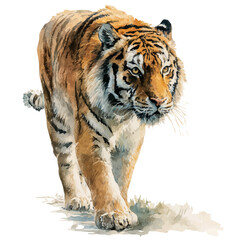 Fototapeta premium Tiger, watercolor illustration, vector style, isolated on a white background.