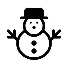 A cheerful, cute cartoon snowman with a hat and scarf isolated on a white background for Christmas winter holidays decoration