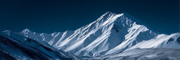 Beautiful mountains landscape, winter travel banner background