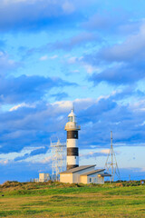 夕刻時の秋の入道埼灯台　秋田県男鹿市　Nyudozaki Lighthouse in the evening in autumn. Akita Pref, Oga City.