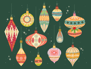 Vintage Christmas Ornaments Hanging Collection