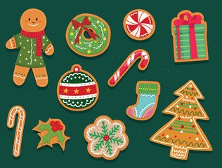Christmas Gingerbread Cookies Set