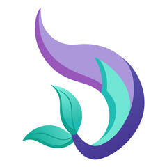 Abstract mermaid tail logo design with purple and teal gradient