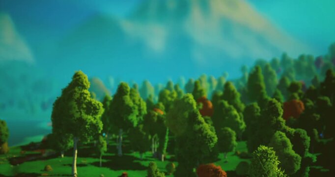 Tall trees frame a tranquil lake surrounded by vibrant greenery. Soft clouds hover above, casting gentle reflections on the water. A picturesque scene invites relaxation.