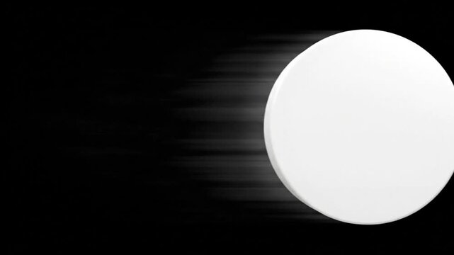 White disk object spins across black background, creating motion blur effect for abstract and dynamic visuals