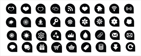 Abstract graphic elements and shapes in black  color palette