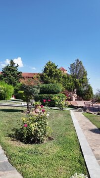 Panorama of Holy Monastery of Hosios Ephrem the Syrian near town of Katerini, Central Macedonia, Greece