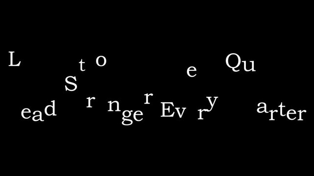 Lead stronger every quarter motivational business quote text on black background
