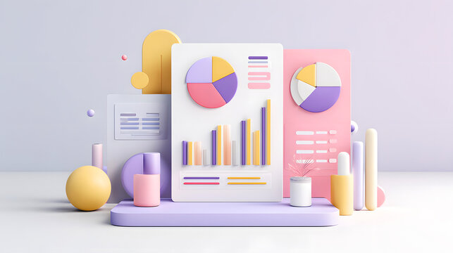 3D Rendered Business Data Visualization Concept