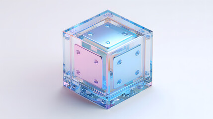 Obraz premium Transparent Prismatic Cube with Pastel Colors and Details