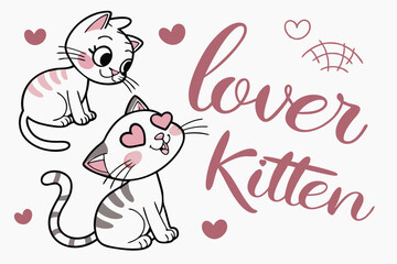 cute pun card with i m lover kitten and illustration