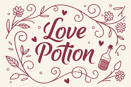 custom wine label with love potion and playful