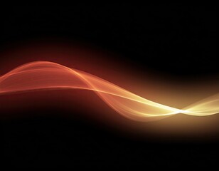 Fiery Orange And Yellow Light Wave Flowing Across Black Background With Subtle Pixels Visible