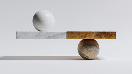 Two balls are on a table, one is white and the other is grey