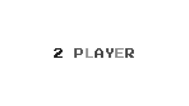 2 Player Pixel Text on White Background. Retro Arcade Multiplayer Mode