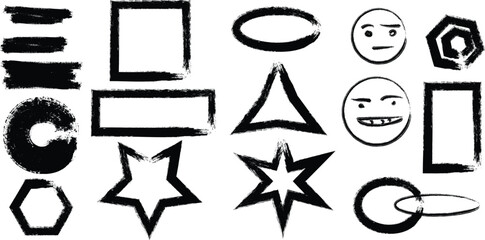 Geometric shapes and emoticon faces icons