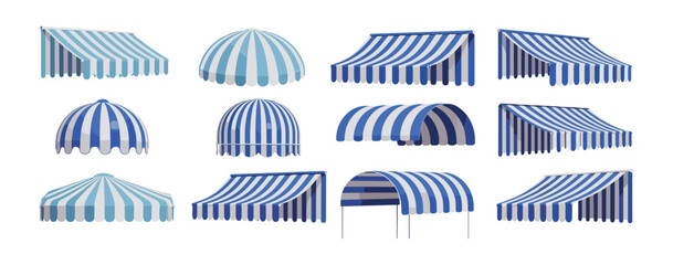 Collection of Striped Awnings and Canopies Keywords: awning, canopy, blue, white, striped © Click Studio